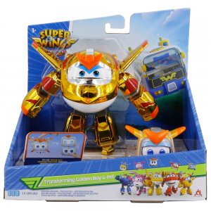 Super Wings Transforming Character Golden Boy mit Pet
