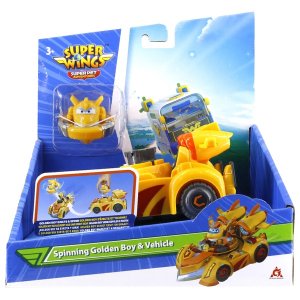 Super Wings Sada rotující Golden Boy s vozidlem