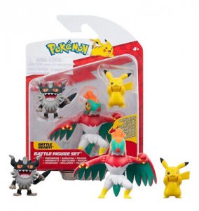 Jazwares Pokémon Battle figúrky Pikachu, Perrserker, Hawlucha 5cm