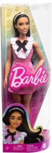Barbie Modelka ružové kockované šaty