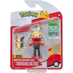 Jazwares Pokémon Sada 3 bojových figúrok Morpeko (Režim plného břicha), Bulbasaur #1, Raboot 5 cm