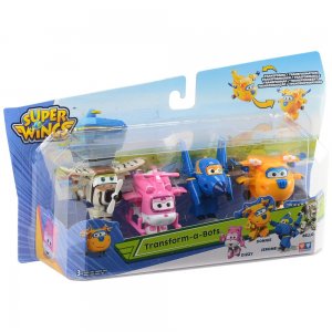Sada Super Wings Transform-a-Bots se 4 figurkami Donnie, Dizzy, Jerome a Bello