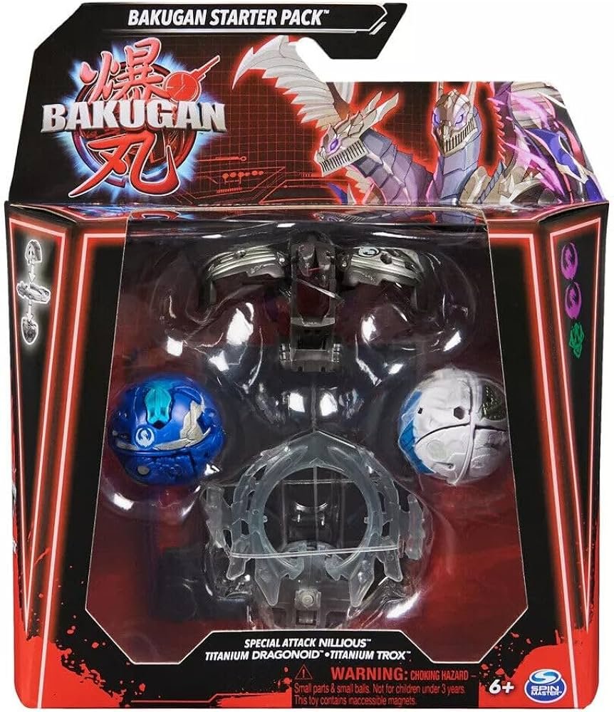 Bakugan Starter Set Special Attack S6 Mantid Titanium Dragonoid Trox