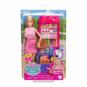 Mattel Barbie Bábika Malibu nakupuje herný set, 10+ doplnkov JCT05