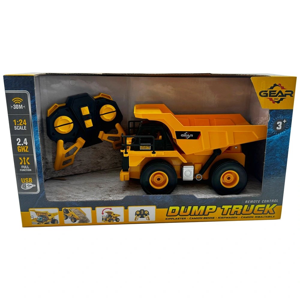 Gear Inc Dálkově ovládaný sklápěč v měřítku 1:24, žlutý