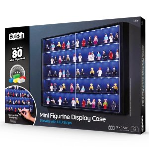 Build-it Display Vitrína na Minifigurky 80 s 5 úrovněmi a osvětlením