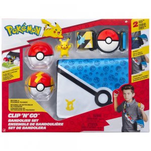 Jazwares Pokemon Set Clip and Go Bandolier Trainer Set Repeat Ball & Pikachu