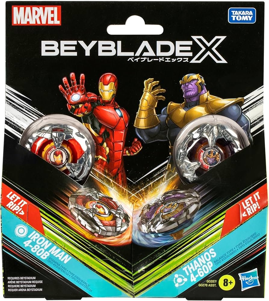 Beyblade X Marvel Multipack: Iron Man 4-80B and Thanos 4-60B