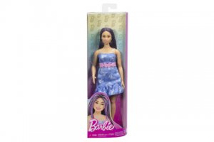 Barbie modelka - modré šaty s motýlky HYT89