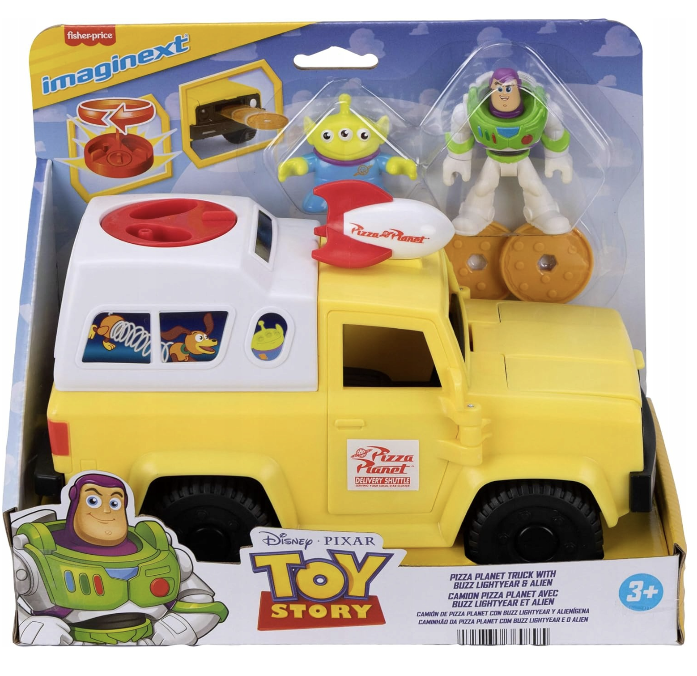 Mattel Imaginext Toy Story 5  Pizza Planet Truck s akčními figurkami Buzze Rakeťáka a Vetřelce JLC36