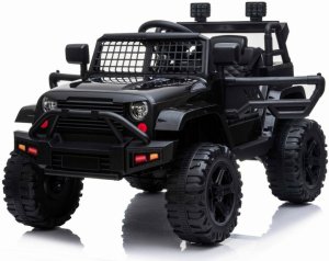 Beneo Elektrické autíčko Offroad s pohonom zadných kolies 12V batéria Vysoký podvozok široké sedadlo Odpružené nápravy 24 GHz Diaľkový ovládač MP3 prehrávač so vstupom USB/SD led svetl čierna