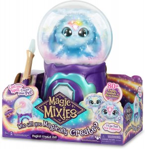TM Toys Magic Mixies Krištáľová guľa s efektom hmly a interaktívnou plyšovou hračkou modrej farby