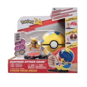 Jazwares Pokemon Überraschungsangriffsspiel Abra und Quick Ball
