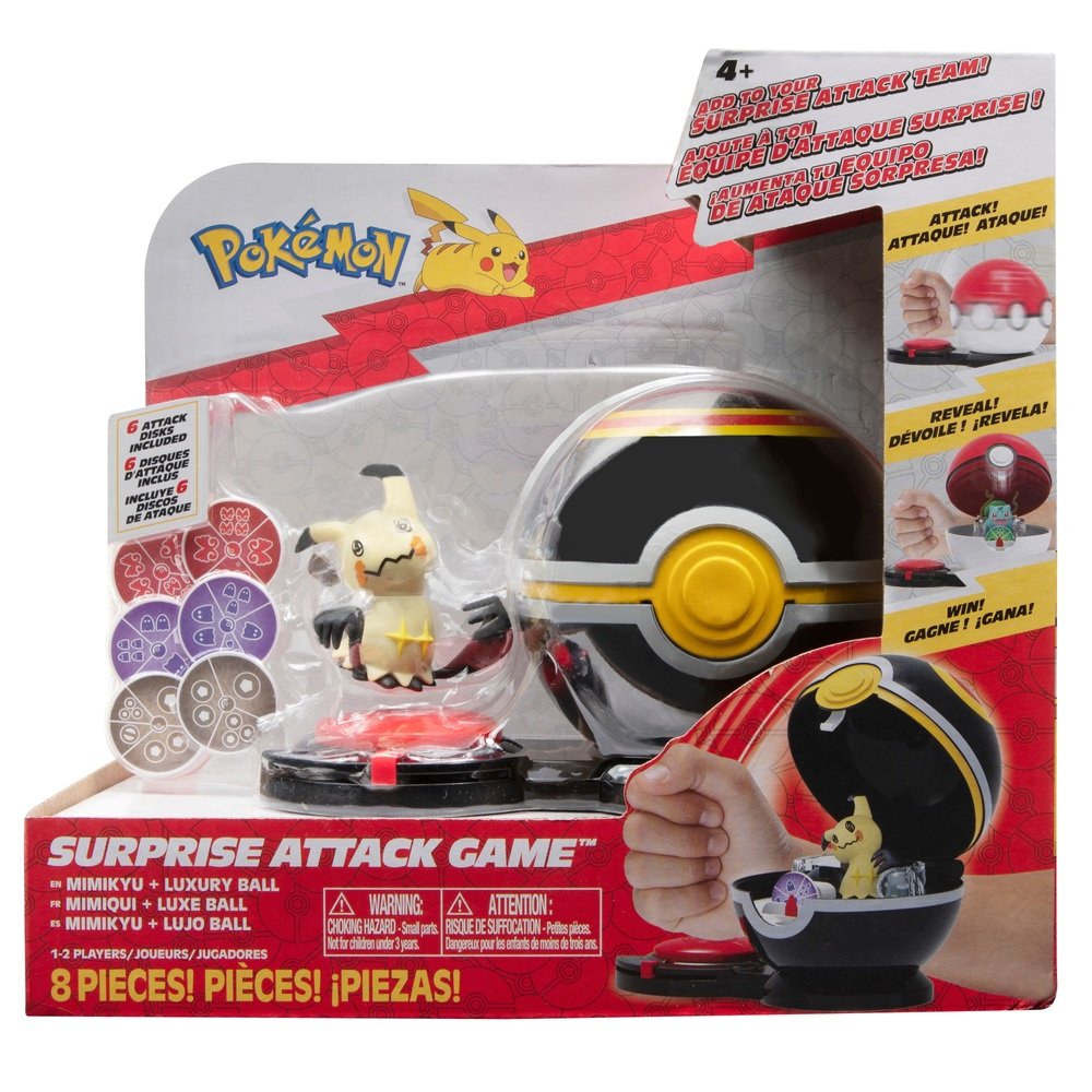 Jazwares Pokémon Surprise Attack Game Mimikyu pokeball