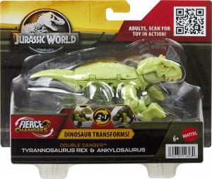 Mattel Jurassic World Transforming Tyrannosaurus Rex und Ankylosaurus 2in1 Grün
