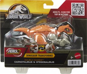 Mattel Jurassic World Transforming Carnotaurus und Stegosaurus 2in1