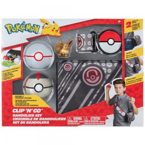Jazwares Pokemon-Spielzeug-Set, Bandolier-Set, Pokéball, Tauchball und Evoli
