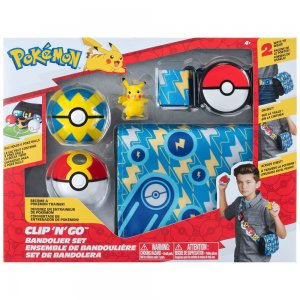 Jazwares Pokemon Set Clip and Go Bandolier Trainer Set Repeat Ball & Pikachu