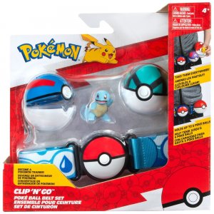 Jazwares Pokémon Clip N Go PokéBall-Gürtelset Squirtle